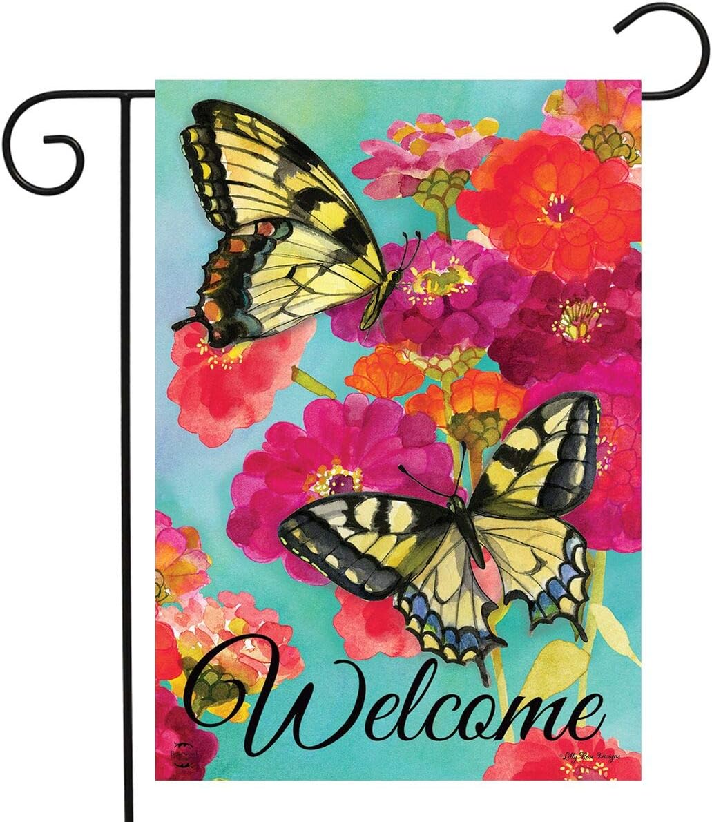 Briarwood Lane Morning Butterflies Spring Garden Flag Welcome Floral 12.5" x 18"