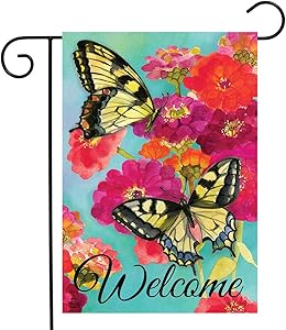 Briarwood Lane Morning Butterflies Spring Garden Flag Welcome Floral 12.5" x 18"