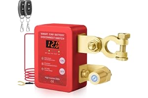 YG CULTURE Automatic Power Cut-Off Switch, Kill Switch for car Battery 12V/24V Disconnect Switch with Voltage Display, Auto Disconnects Below 11.8V, 240A Rated Current, Remote Control (Red)
