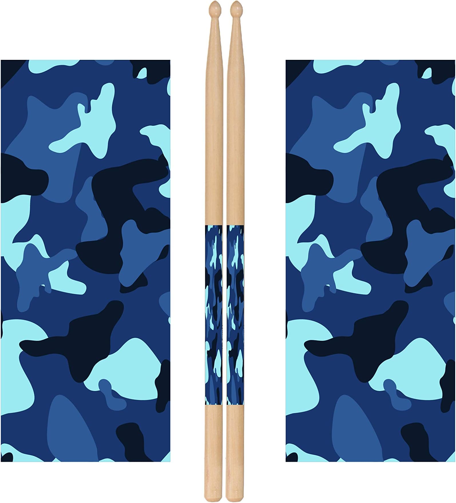 Blue Camo Drum Stick Wraps Drum Percussion Stick Wraps Drum Stick Tape for Drum Sets Starter Kit [Premium Waterproof Vinyl]