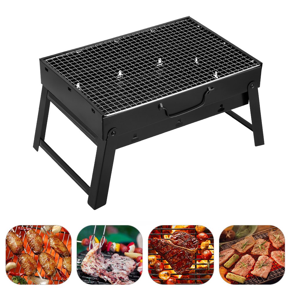 Uten Barbacoa de Carbón Portátil con Parrillas y Pies Plegables para BBQ, Picnic, Acampadas, Camping