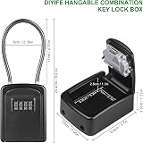 Diyife Key Safe Weatherproof Lock Box 4-Digit Combination Removable Wire Rope view 2