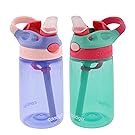 Contigo Kids Autospout Gizmo Water Bottles, 14oz (Lavender/Persian Green) - 2 Pack
