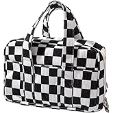 OZAOZ Large Pencil Case Pouch Extra Big Pencil Bag Wide Opening 5 Compartments Soft Corduroy Pen Bag Organizer with Zipper School Supplies for Girls Kids (A Black and white grid)