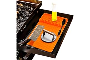 Rodnsurw Silicone Griddle Tools Mat for Blackstone,Grill BBQ Caddy Utensils Holder for Kitchen,Cooking & Countertop,Large Spatula Mat with Drip Pad,Griddle Accessories for Blackstone (Orange)