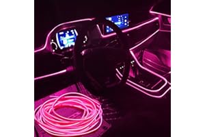 JAIZAIWJ EL Wire Interior Car LED Strip Lights USB Neon Glowing Strobing Electroluminescent with 6mm Sewing Edge,Car Ambient Lighting Kits with Fuse Protection for Cars Trucks Boats Festival(3M Pink)