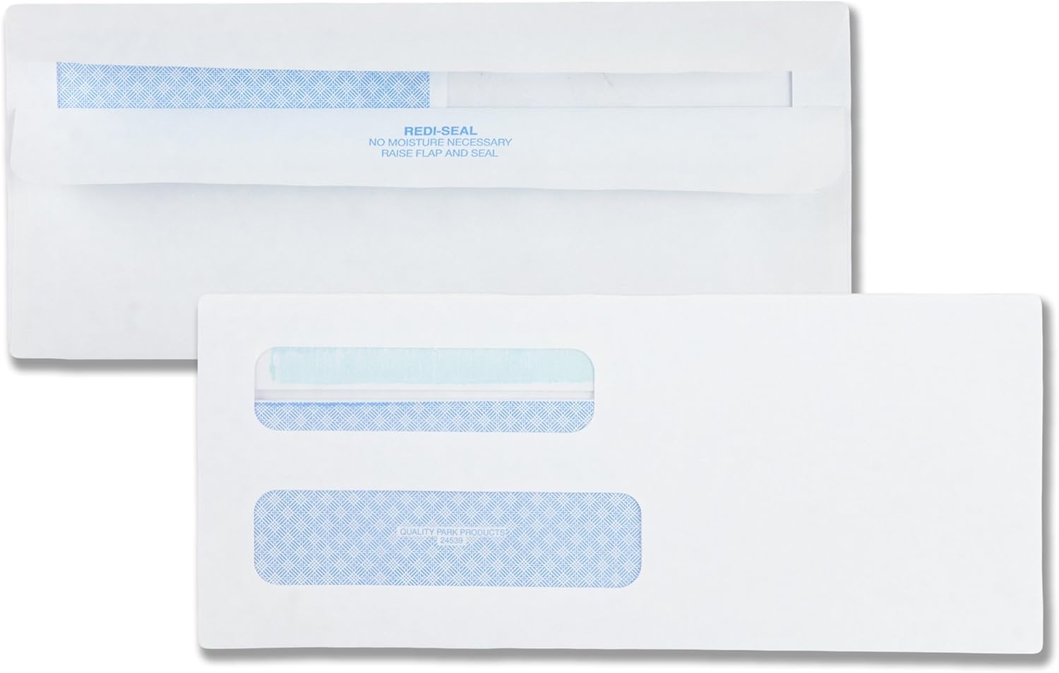 Quality Park #8-5/8 Double Window Security Tinted Check Envelopes with a Self Seal Closure, 24 lb White Wove, 3-5/8 x 8-5/8. 500 per Box (24539) : Forms Envelopes : Office Products