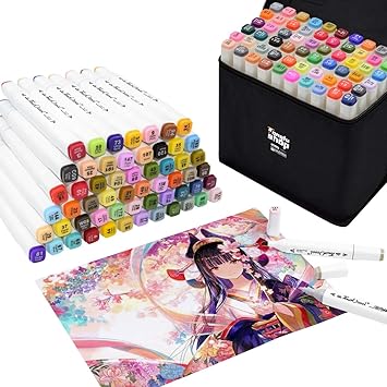 Amazon マーカーペン Tongfushop イラストマーカー 60色 セット 水彩ペン 2種類のペン先 太字 細字 油性コミック用 塗り絵 描画 落書き 用 カラーペンセット 14 油性 文房具 オフィス用品