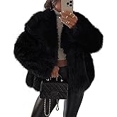 FOMELY Faux Fur Coat Fluffy Fur Jacket Women Lapel Collar Open Front Winter Coat Shaggy Outwear With Pockets