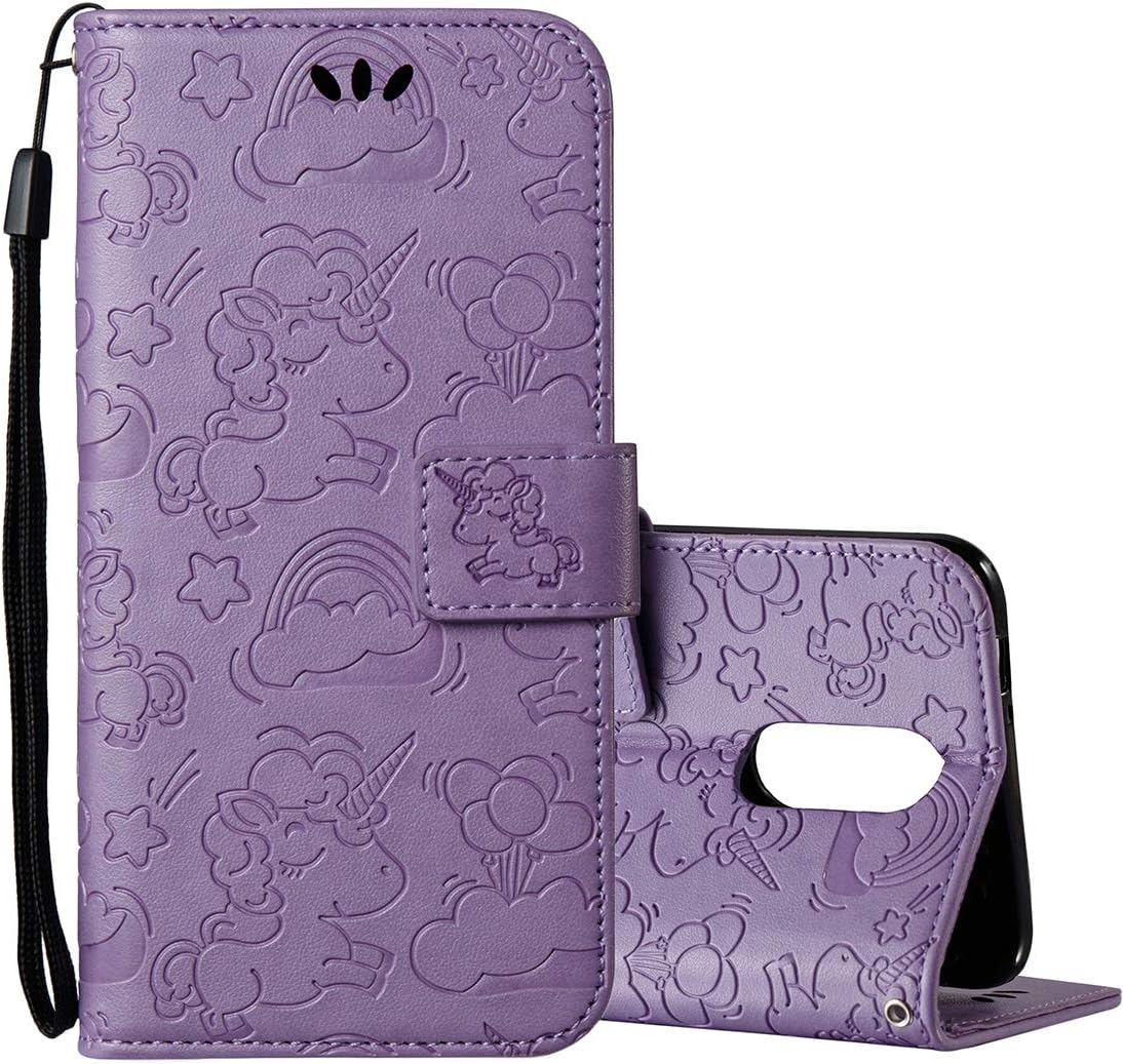 Mobile Phone Leather Cases For LG K4 (2017) (EU Version) Pressed Horse Cloud Print Horizontal Flip Leather Case with Holder & Card Slots & Wallet & Lanyard(Black) Leather Cases ( Color : Purple )