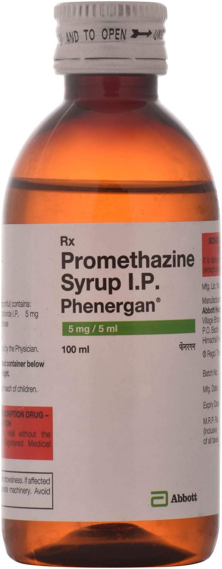Phenergan 5mg/5ml - Bottle of 100 ml Syrup