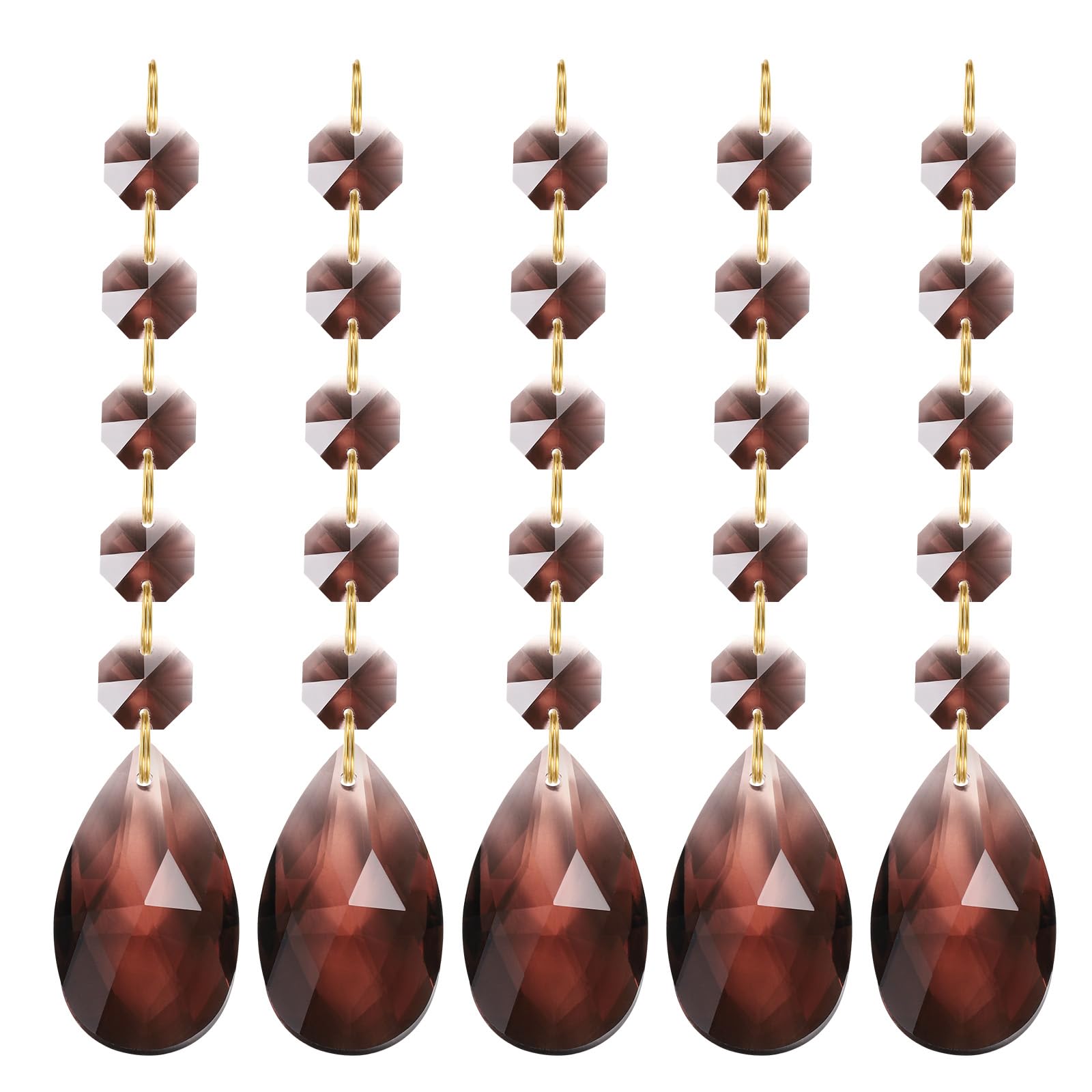 PATIKIL Teardrop Crystal Chandelier, 5 Pack 135mm Length Prisms Part Dark Brown