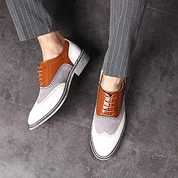 Men's Two Tone Patchwork Brogue Oxfords Shoes