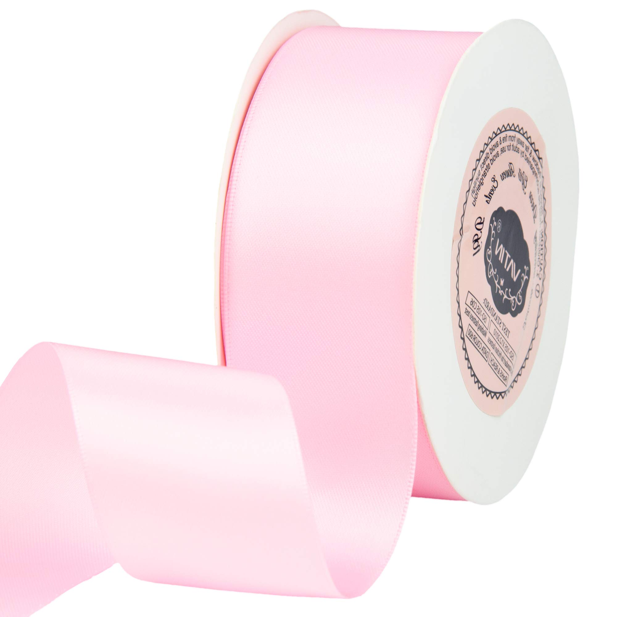 VATIN 38mm Wide Double Faced Polyester Pearl Pink Satin Ribbon Continuous Ribbon- 23 Metre, Perfect for Wedding, Gift Wrapping, Bow Making & Other Projects