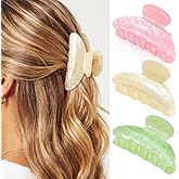 BARTOSI Acrylic Claw Clips Green Cute Hair Clips Medium Hair Claw Barrette Fancy Hair Accessories for Women and Girls (Pack of 3)