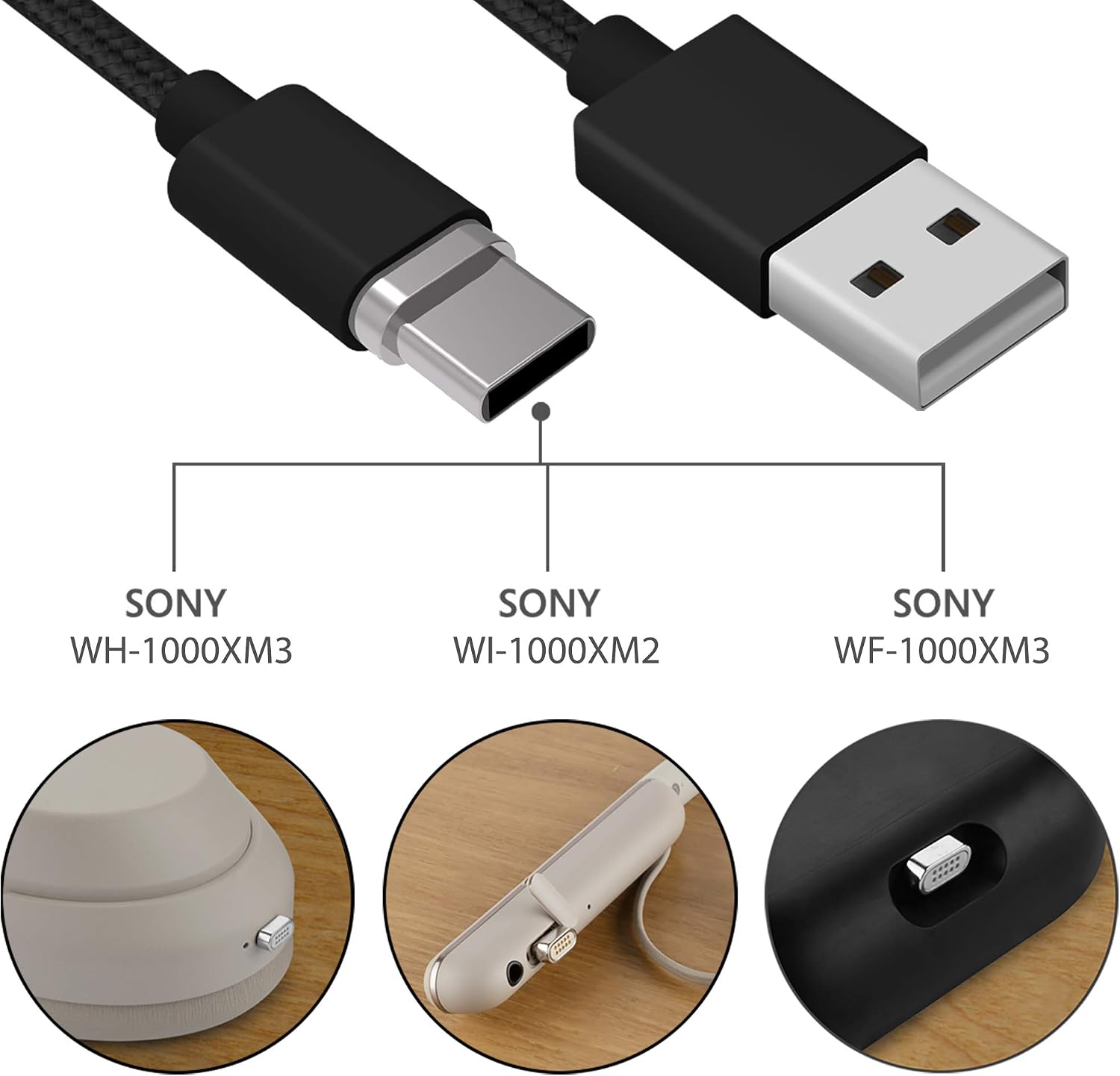GEEKRIA SNAP Quick Connect Charger Cable Compatible with Sony WH-1000XM6/1000XM5, ULT WEAR, WH-XB920N - Image 4