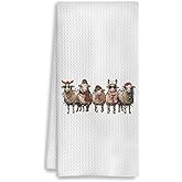 Christmas Sheep Kitchen Towels, Sheep Gifts, Funny Sheep Decorative Hand Towels for Bathroom, Sheep Decor, Farmhouse Christmas Dish Towels Tea Towels, Christmas Kitchen Bathroom Decor, 16x24 Inch