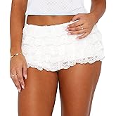 RUEWEY Women Y2k Fairy Lolita Bloomers Cute Ruffle Lace Trim Victorian Booty Shorts Layered Bottoms Panties