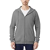 Idtswch Mens Tall Lightweight Hoodies Zip Up Sweatshirt Slim Fit Jacket