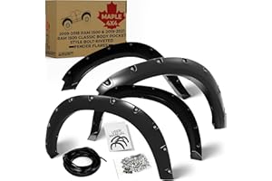 Maple4x4 Pocket Style Riveted Fender Flares Compatible with 2009-2018 Dodge Ram 1500 & 2019-2023 Dodge Ram 1500 Classic Body 