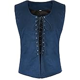Teyujosem Men's Medieval Pirate Vest lace up Steampunk Renaissance Waistcoat