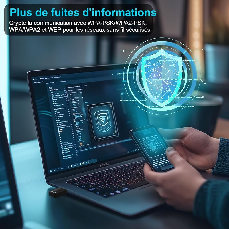 Clé WiFi Puissante AX900, Adaptateur USB Wi-FI pour PC, Dongle WiFi, Double Bande 5G/2.4G, Soft-AP, MU-MIMO, Windows7/10/11, U11