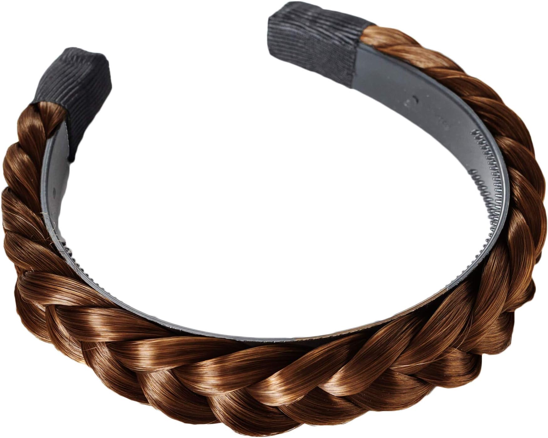 Madison Braids Women's Hard Headband Hair Braid Natural Looking Synthetic Hair Piece - Lulu - Ashy Light Brown