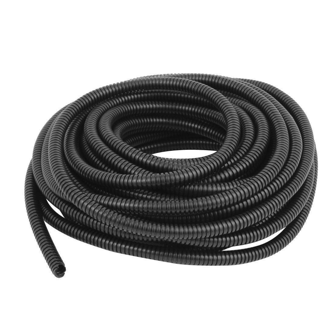 Sourcingmap 11.8 M 7 x 10 mm Plastic Corrugated Conduit Tube for Garden,Office Black