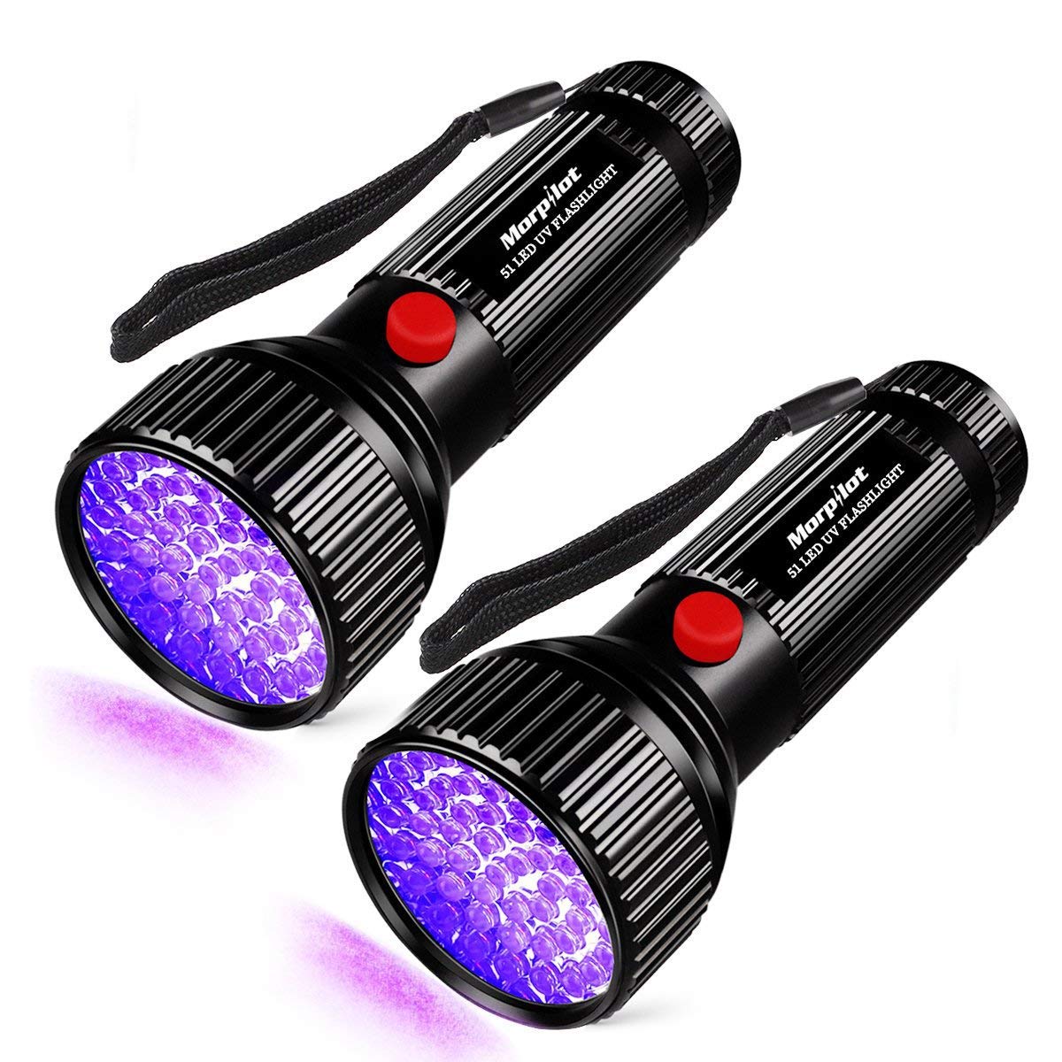 51 LED UV Flashlight Pet Urine Stain Detector 2 Pack - Morpilot Upgrade Best 395nm Ultraviolet Blacklight for Detect Bed Bug Dog Urine Stain Scorpion