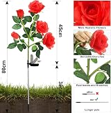 HELESIN Solar Flower Lights 2 Pack Red Rose Garden Stakes IP65 Waterproof view 5