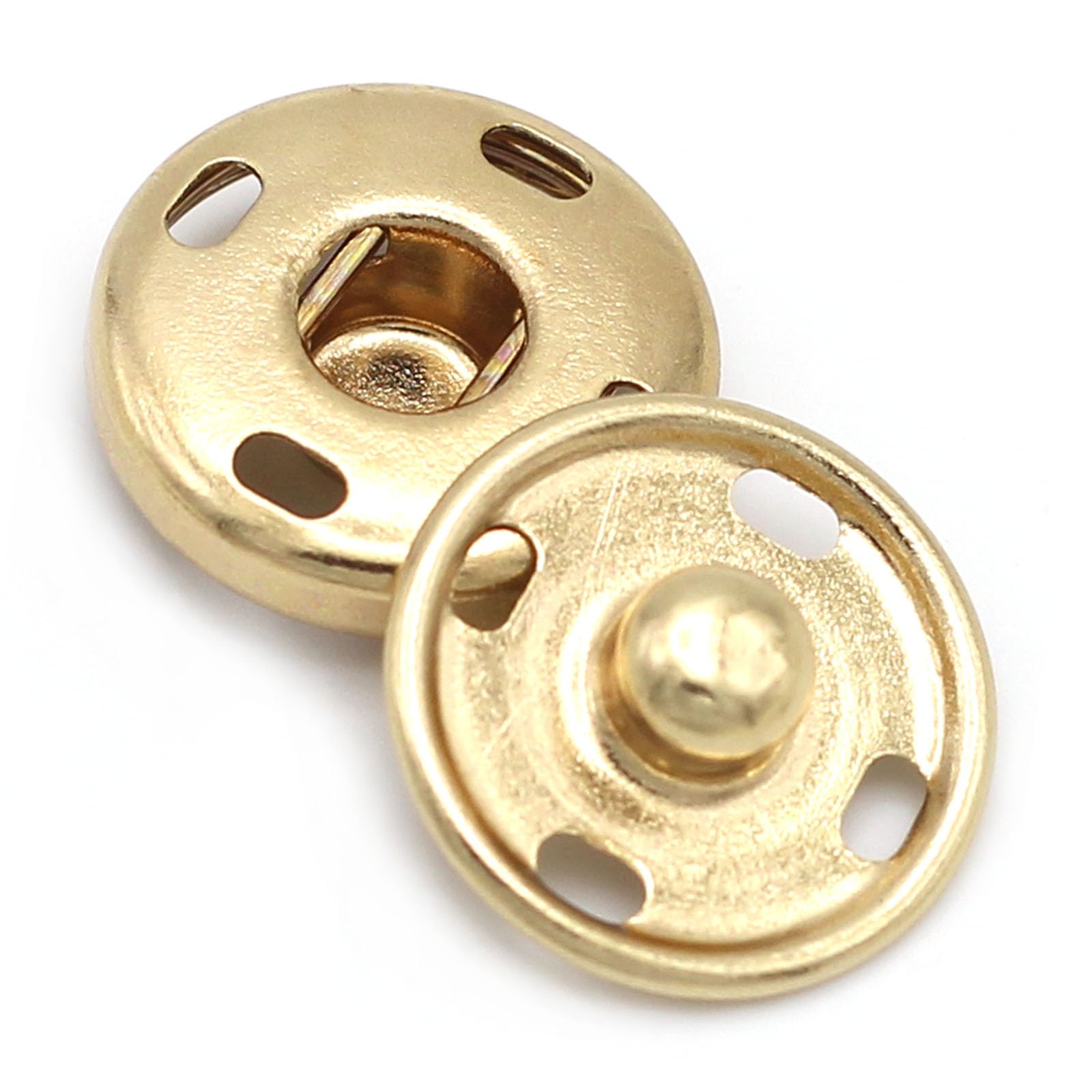 Flying Horse66 30 Sets Metal Sew-On Snap Fasteners, Brass Snap Buttons Press Studs Buttons, Gold (15MM) — image 1