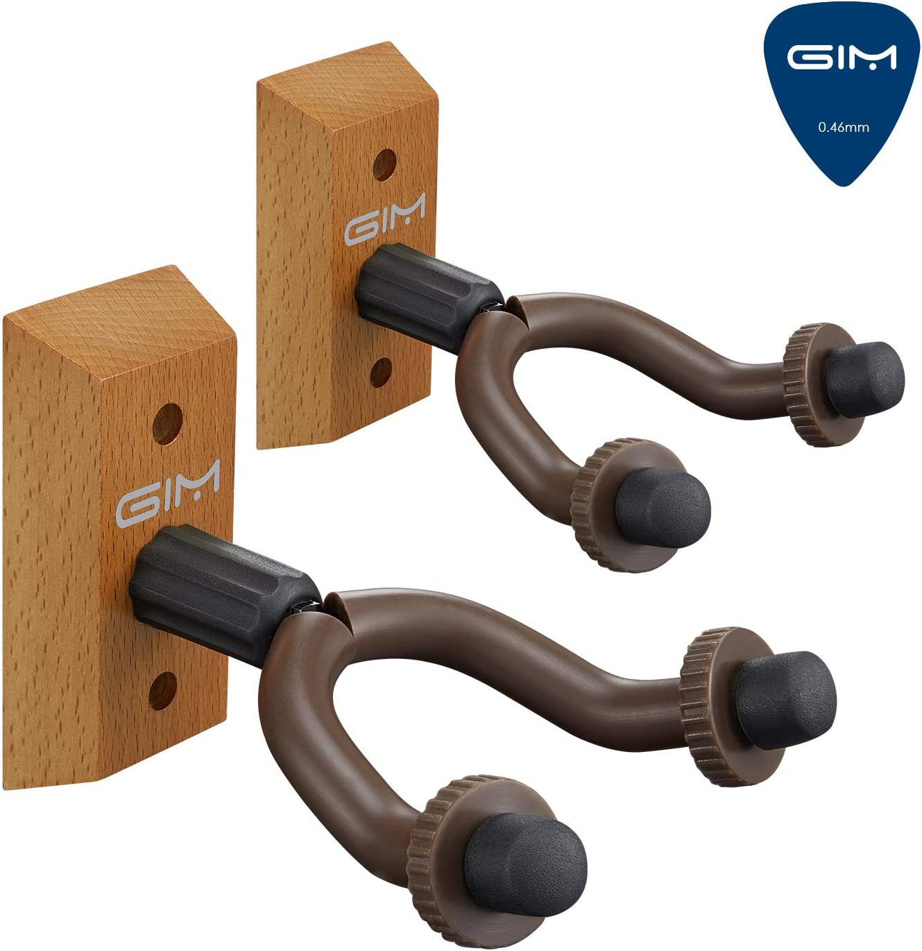 Guitar Hanger, GIM Set of 2 Wooden Guitar Hangers Keep Hook Holder Wall