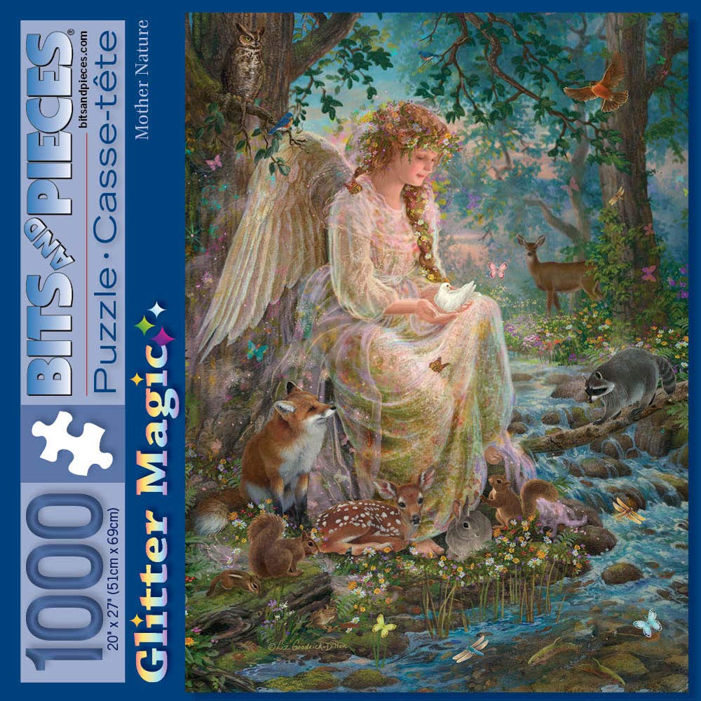 Bits and Pieces - 1000 Piece Glitter Jigsaw Puzzle for Adults - Mother Nature - 1000 pc Forest Fantasy Jigsaw by Artist Liz Goodrick-Dillon
