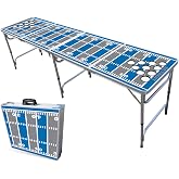 8-Foot Folding Portable Pong Table w/Optional Cup Holes &amp; LED Lights - Detroit Football Field (Choose Your Model)