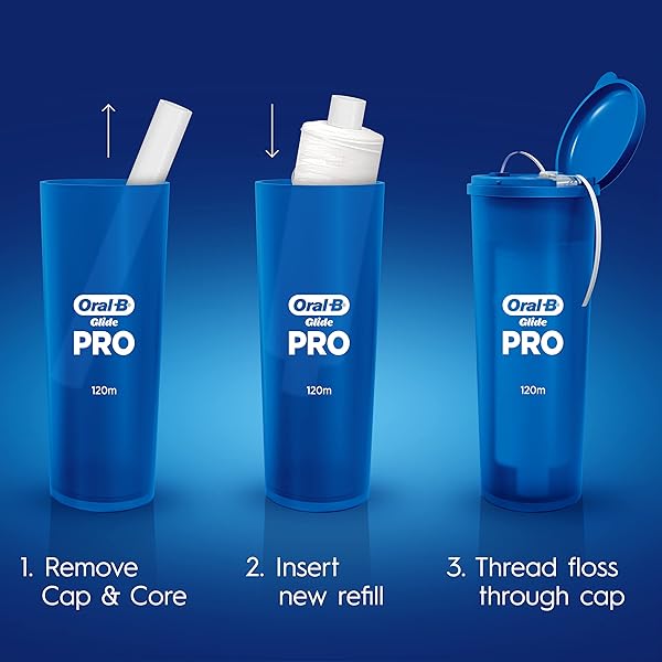 ORAL-B GLIDE PRO REFILLABLE DENTAL FLOSS STARTER KIT, 120M