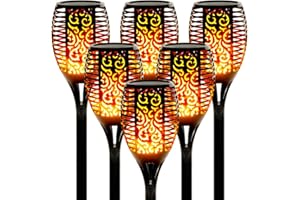 Walensee Solar Tiki Torches with Flickering Flame,96 LED Solar Torch Lights Outdoor Waterproof,43" Tall Super Larger Size Tiki Torches for Outside Garden Patio Yard, 6Pack