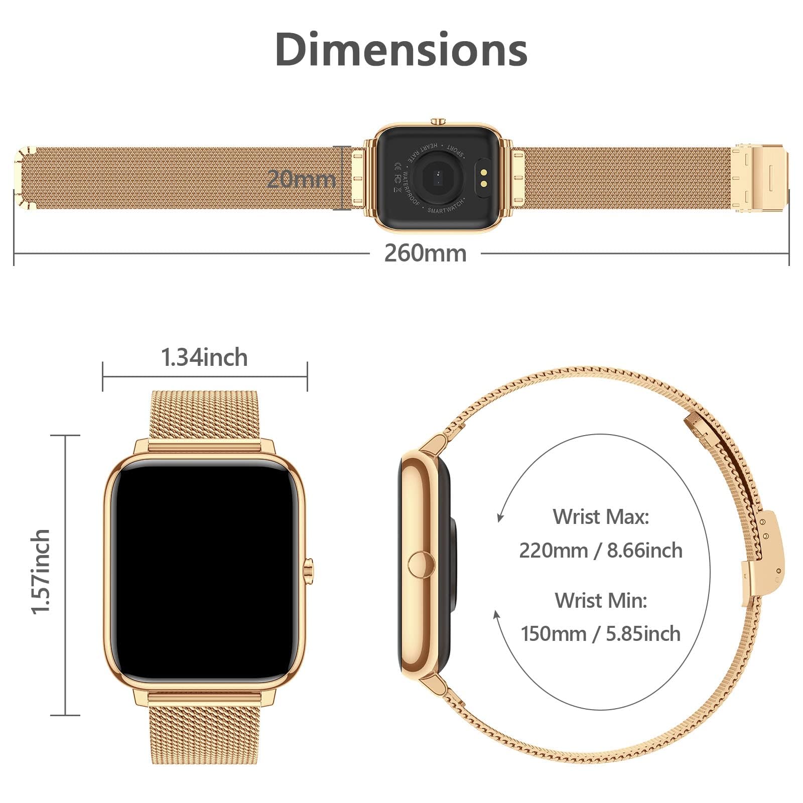 KALINCO Smart Watch, Fitness Tracker with Heart Rate Monitor, Blood Pressure, Blood Oxygen Tracking, 1.4 Inch Touch Screen Smartwatch Fitness Watch for Women Men Compatible with iOS Android