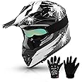 TCMT Dot Youth & Kids Motorcycle Off-Road Helmet Full Face Motocross Street Dirt Bike Mountain Bike BMX MX ATV Helmet+Goggles+Gloves New