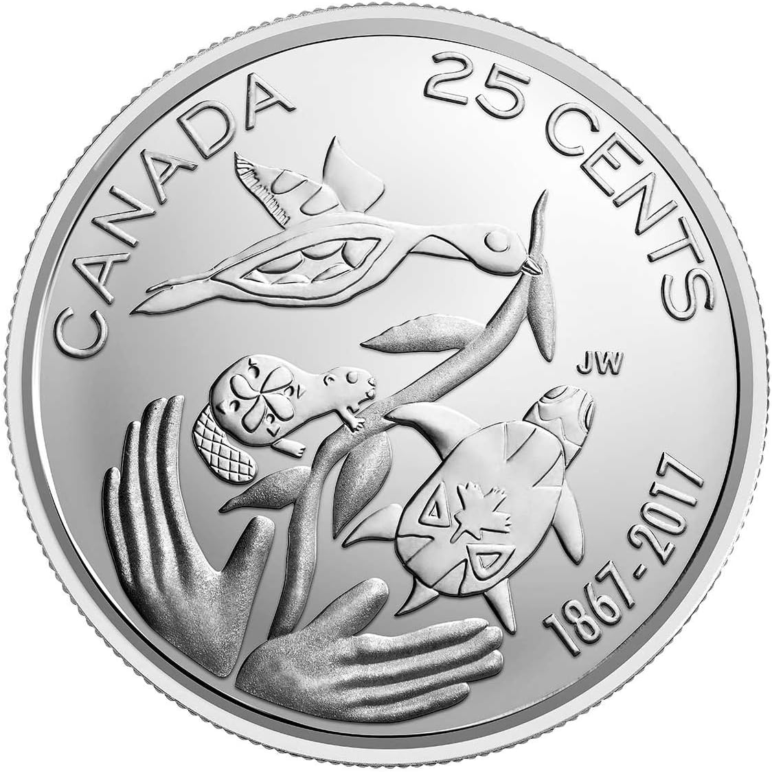2017 Canada 150th Anniversary 25 Cents NonColoured Quarter ** BIRD