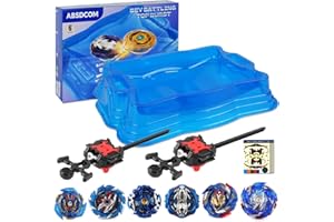 Absdcom Bey Set Blades Stadium Large,Bay Battle Blade Arena Big,Beys Burst Evolution Turbo,6 Burst Tops 2 Launchers Pack,Blade Blades for Boys 8-12,Blayde Blades Toy w/Gift Box