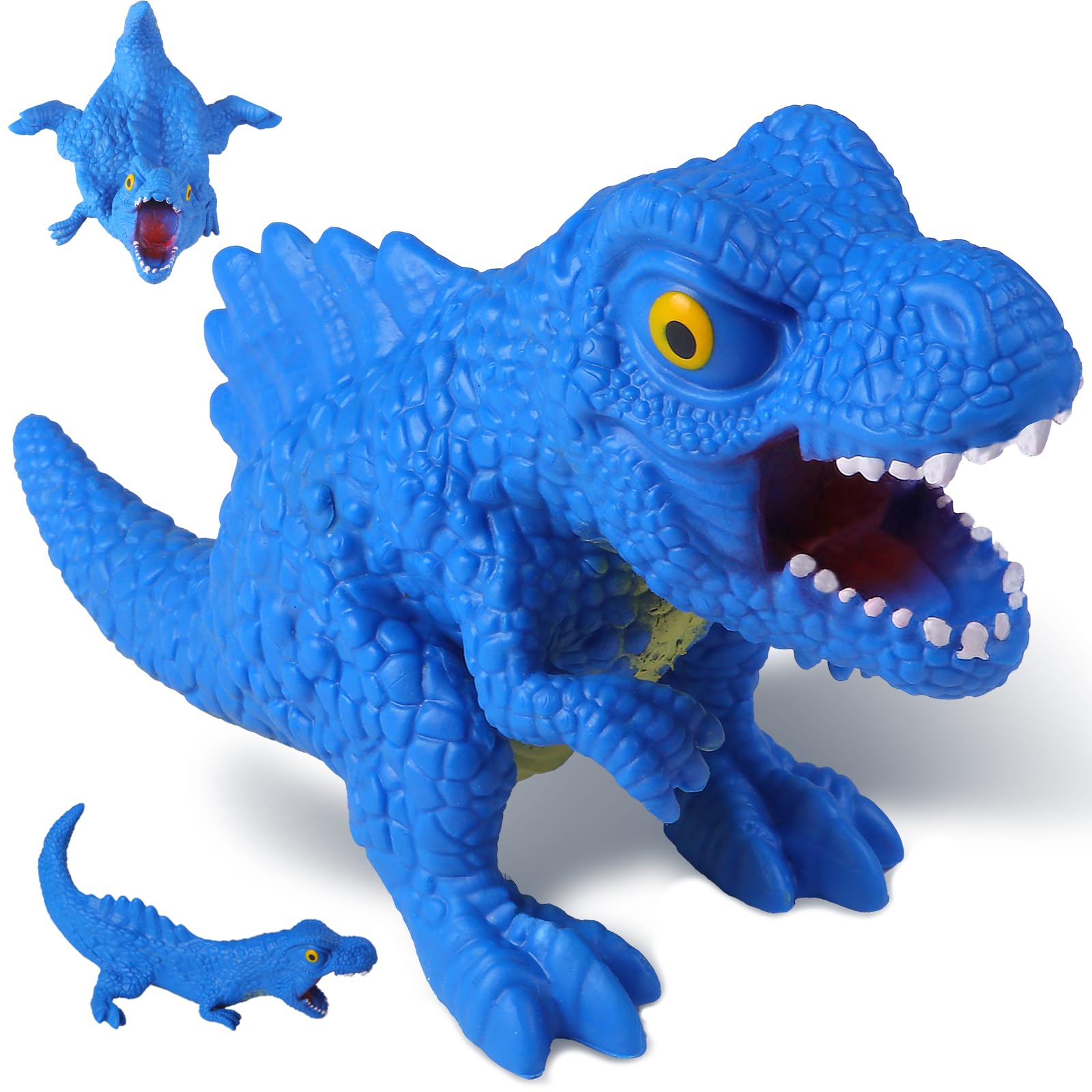 Photo 1 of Squishy Dinosaur Toys (Blue) Dinosaur Stress Balls for Kids and Adults, Sand Filled Dinosaur Squishy Toys, Dino Sensory Fidget Toys, Squish Squeeze Ball, Stretch Stress Relief Toys for Gifts