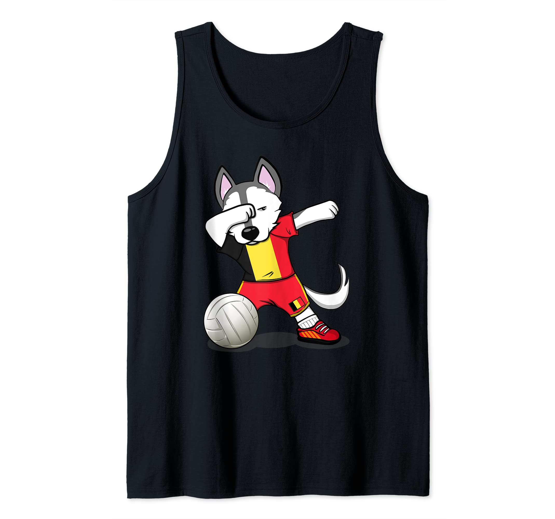 Dabbing Husky Belgium Volleyball Fans Jersey Belgian Flag Tank Top
