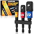 Impact Grade Socket Adapter Set - 3 PCS Extension Bit Set Socket Wrench Driver Adapter Kit with Holder 1/4" 3/8" 1/2" Drive for Power Drill Stocking Stuffers Gadgets Tools Gifts for Men