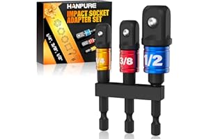 HANPURE Impact Grade Socket Adapter Set - 3 PCS Extension Bit Set Socket Wrench Driver Adapter Kit with Holder 1/4" 3/8" 1/2" Drive for Power Drill Stocking Stuffers Gadgets Tools Gifts for Men