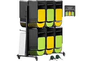 BOLDWORKS Folding Chair Rack Folding Chair Cart Folding Chair Storage Dolly with Wheels and Holder for 84 Chairs or 12 Tables of 800 LBS Capacity Includes Weatherproof Cover