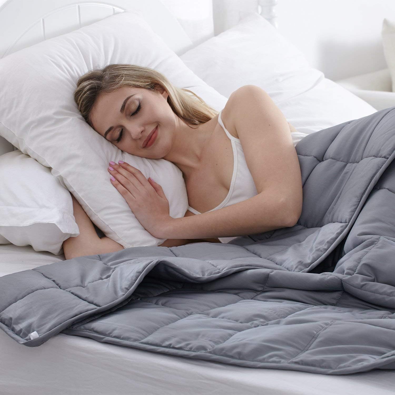 Waowoo Adult Weighted Blanket Queen Size（15lbs 60"x80"） Heavy Blanket with Premium Glass Beads, (Dark Grey): Home & Kitchen
