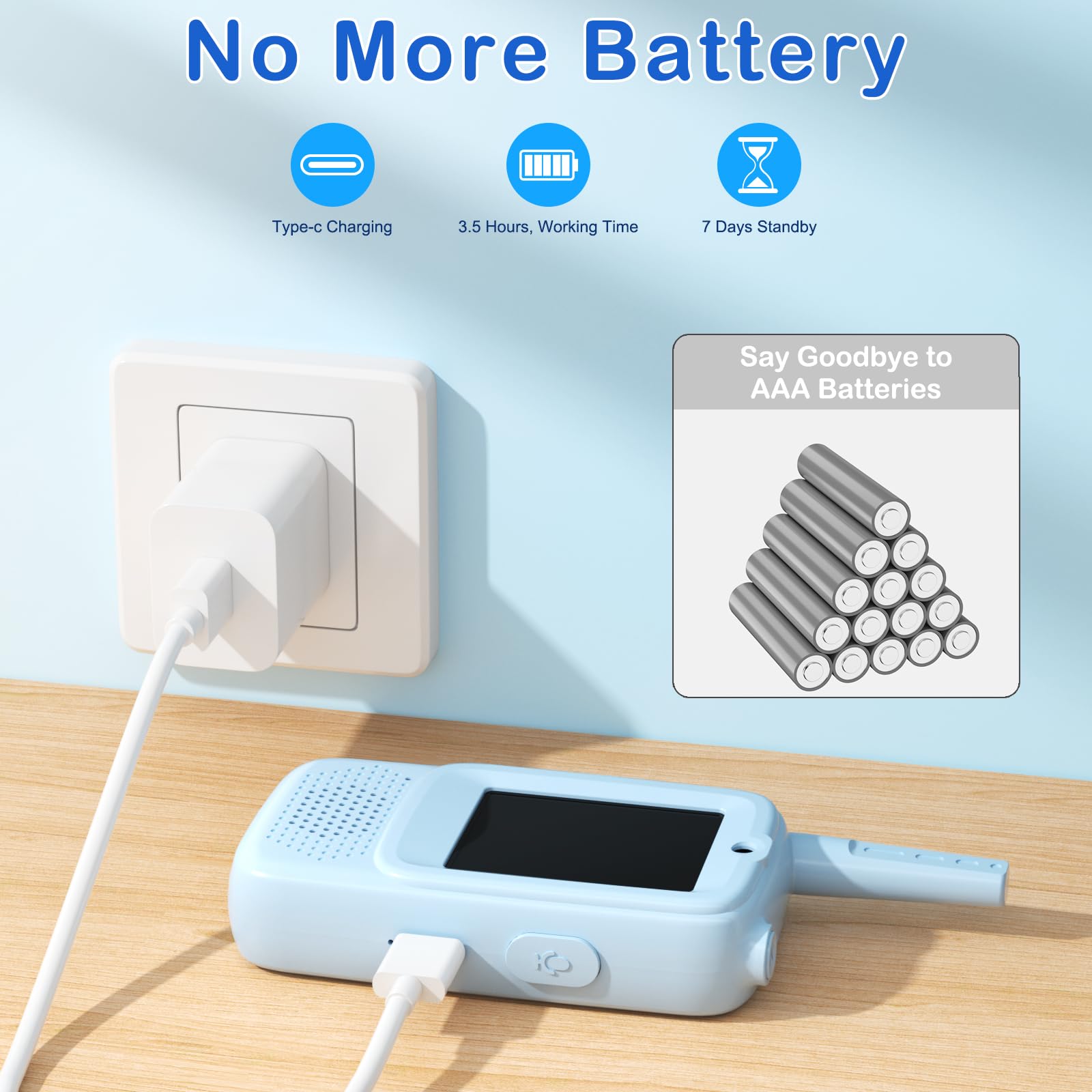 Video Walkie Talkies for Kids, Handheld 2 Pack Rechargeable Video Intercom Kids Walkies Talkies, Long Range with 3 Kinds of Voice Changer, Suitable as Gift Toys for Children Aged 3-12 (Blue/Pink)