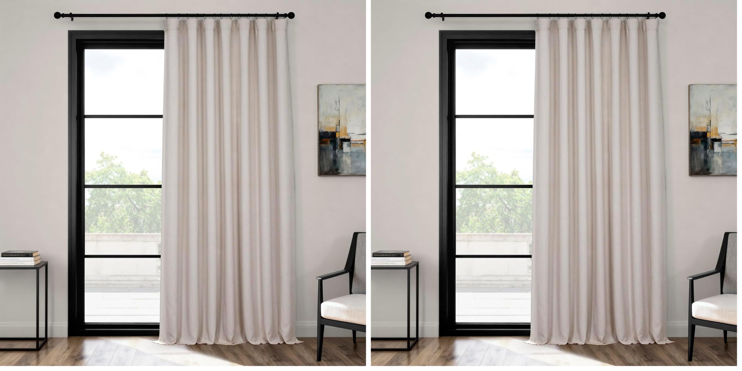 HPD Half Price Drapes - Faux Linen Curtains for Living Room (2 Panels) - 100W X 84L - Extra Wide Textured Room Darkening Curtains for Bedroom 84 Inches Long - Drapes for Home Decor, Birch Image