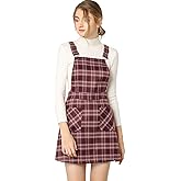 Allegra K Women's Plaid Overall Dress Vintage Checkered Suspender Skirt Short Pinafore Dress
