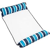 Aqua 4-in-1 Original Monterey Hammock XL Pool Float & Hammock - Multi-Purpose, Inflatable Pool Floats for Adults - Patented Thick, Non-Stick PVC Material – Navy/White Stripe